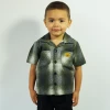 FB County Kids Short Sleeve Wool Shirt -Black/Green/White
