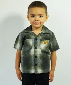 FB County Kids Short Sleeve Wool Shirt -Black/Green/White