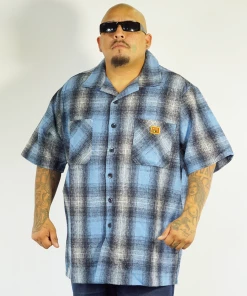 New Releases FB County Short Sleeve Wool Shirt - Sky/Black/White