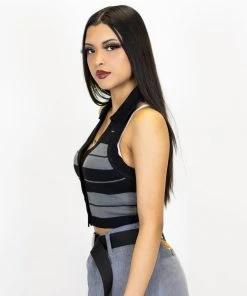 FB County Collared Halter Top - Black/Grey