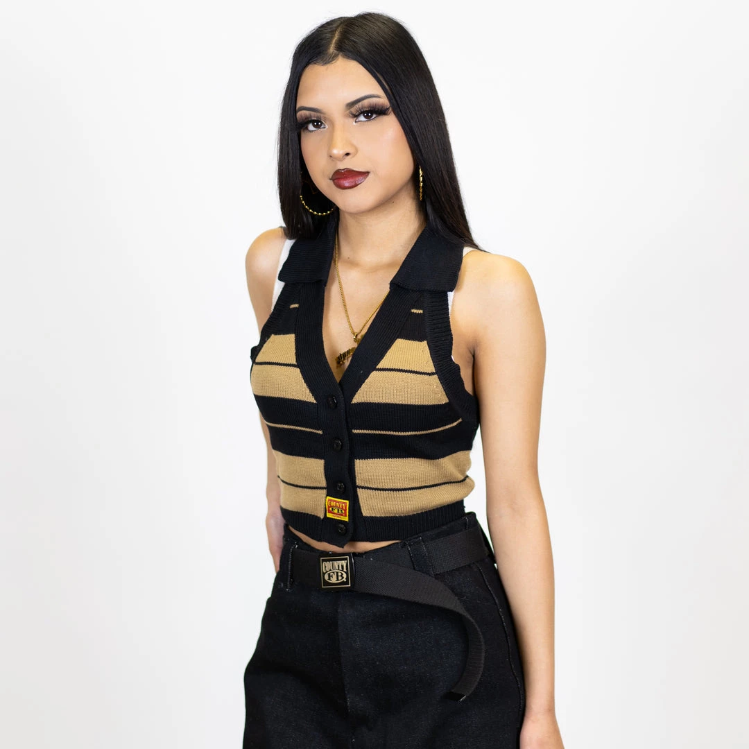 FB County Collared Halter Top - Black/Tan New Release 3 FB County Collared Halter Top - Black/Tan New Release