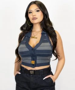 New Release FB County Collared Halter Top - Charcoal/Grey
