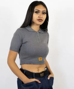 FB County Solid Charlie Brown Crop Top - Grey New Release