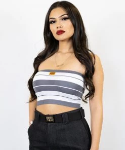 New Release FB County Charlie Brown Tube Top - Grey/White