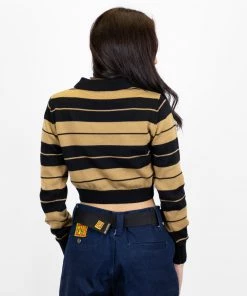 FB County Long Sleeve Charlie Brown Crop Top - Black/Tan