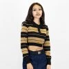 FB County Long Sleeve Charlie Brown Crop Top - Black/Tan