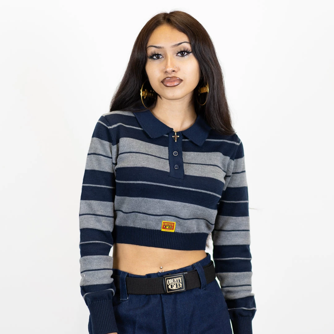 FB County Long Sleeve Charlie Brown Crop Top - Navy/Heather New Release 3 FB County Long Sleeve Charlie Brown Crop Top - Navy/Heather New Release