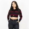 FB County Long Sleeve Charlie Brown Crop Top - Black/Burgundy