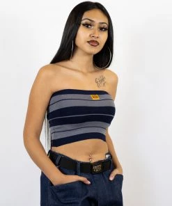 New Release FB County Charlie Brown Tube Top - Navy/Grey