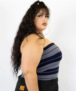 New Release FB County Charlie Brown Tube Top - Navy/Grey