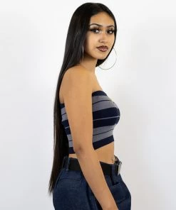 New Release FB County Charlie Brown Tube Top - Navy/Grey