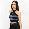 FB County Charlie Brown Cross Halter Top - Navy/Heather