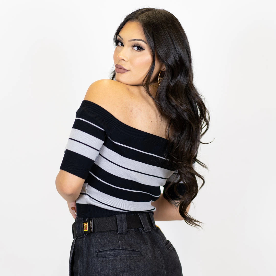 New Release FB County Charlie Brown "Off The Shoulder" Crop Top - Black/Grey 5 New Release FB County Charlie Brown "Off The Shoulder" Crop Top - Black/Grey