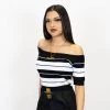 FB County Charlie Brown "Off The Shoulder" Crop Top - Black/White
