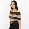 FB County Charlie Brown "Off The Shoulder" Crop Top - Brown/Tan 2 FB County Charlie Brown "Off The Shoulder" Crop Top - Brown/Tan