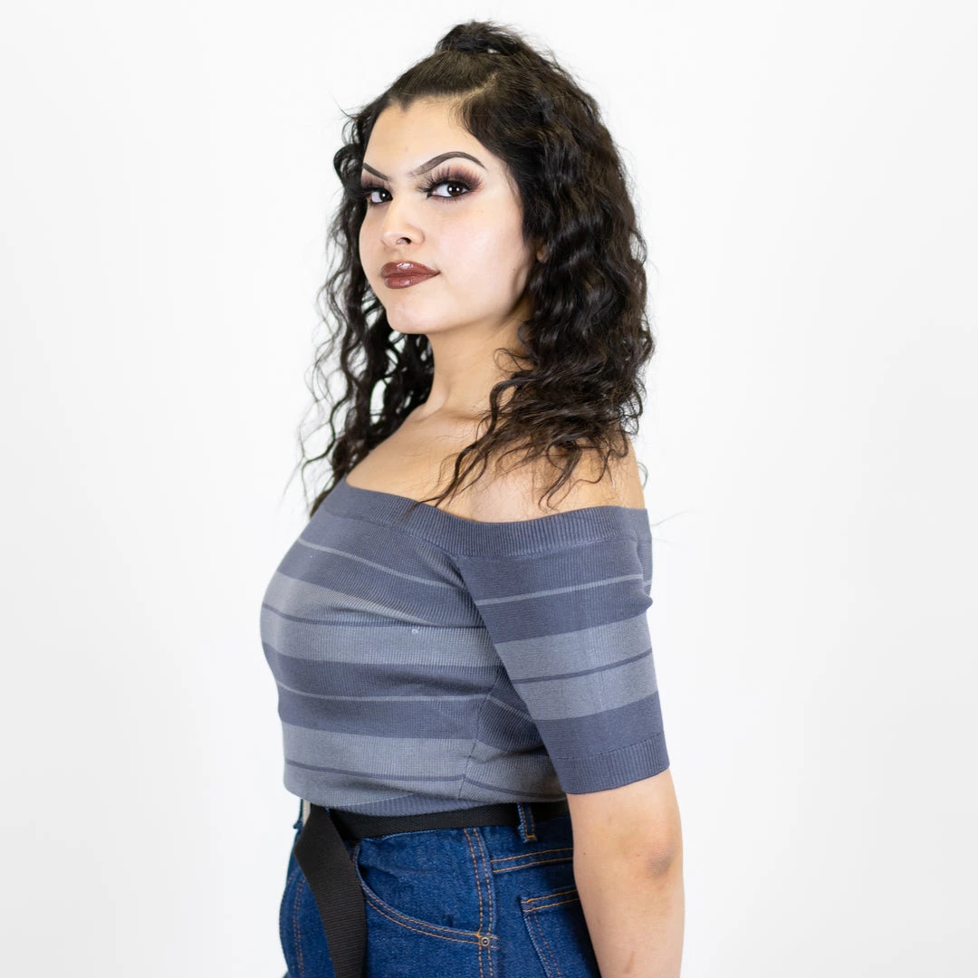 New Release FB County Charlie Brown "Off The Shoulder" Crop Top - Charcoal/Grey 4 New Release FB County Charlie Brown "Off The Shoulder" Crop Top - Charcoal/Grey