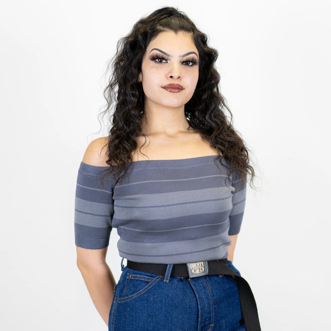 New Release FB County Charlie Brown "Off The Shoulder" Crop Top - Charcoal/Grey 3 New Release FB County Charlie Brown "Off The Shoulder" Crop Top - Charcoal/Grey
