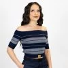 New Release FB County Charlie Brown "Off The Shoulder" Crop Top - Navy/Heather 1 New Release FB County Charlie Brown "Off The Shoulder" Crop Top - Navy/Heather