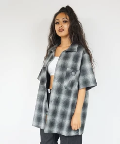 New Release FB County Short Sleeve Wool Shirt - Black/Charcoal/Grey