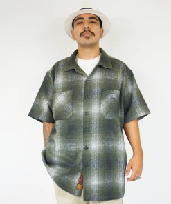 FB County Short Sleeve Wool Shirt - Green/Black/Grey New Releases