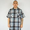 FB County Short Sleeve Wool Shirt - Black/Sky/White New Releases