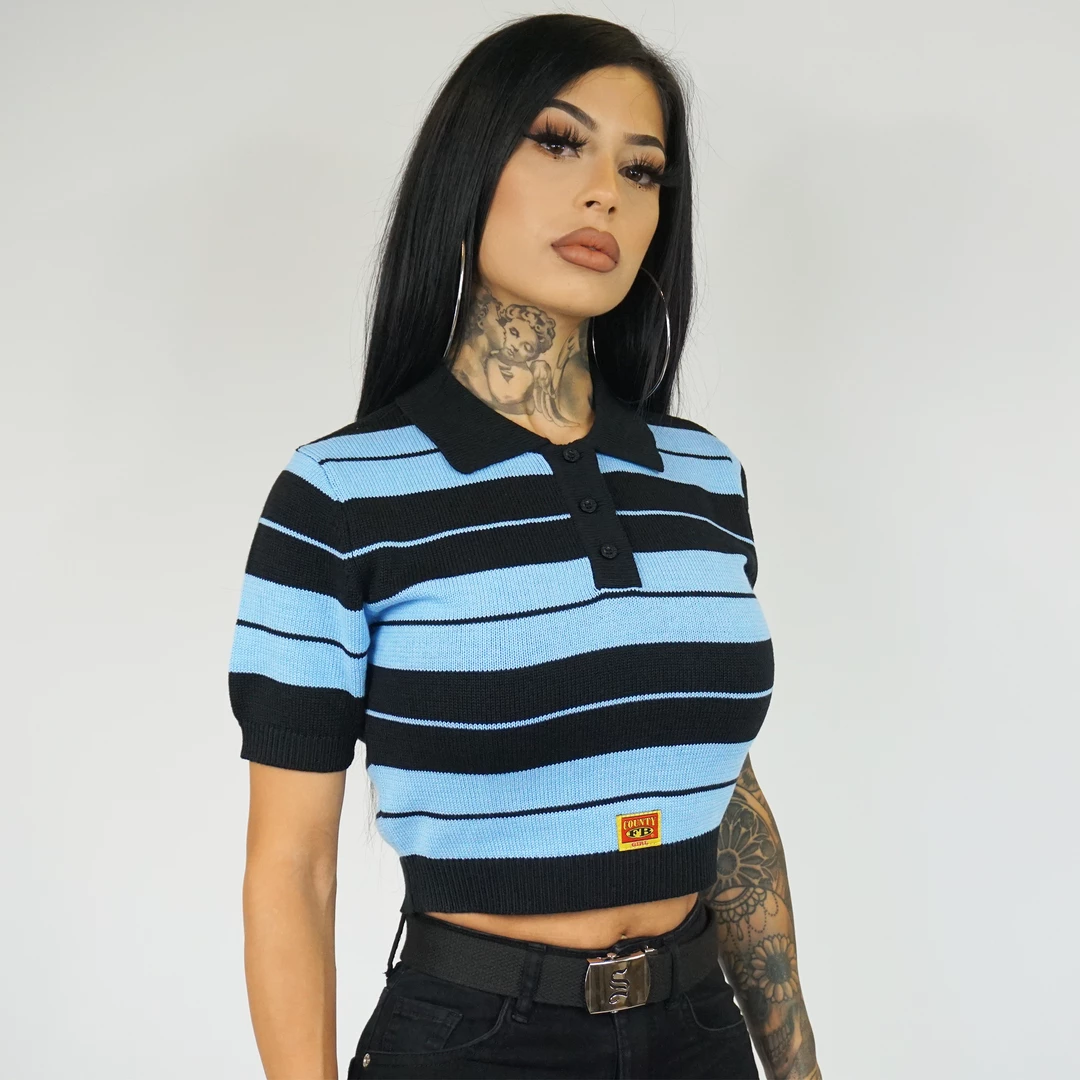 FB County Charlie Brown Crop Top - Black/Sky New Release 3 FB County Charlie Brown Crop Top - Black/Sky New Release