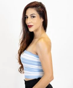 FB County Charlie Brown Tube Top - Sky/White New Release