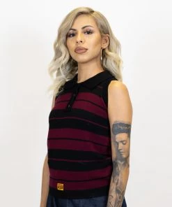 New Release FB County Charlie Brown Sleeveless Shirt - Black/Burgundy