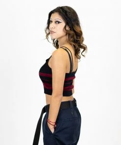 FB County Charlie Brown Spaghetti Strap Tank Top - Black/Burgundy