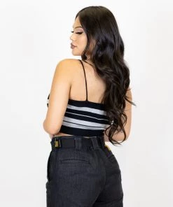 New Release FB County Charlie Brown Spaghetti Strap Tank Top - Black/Grey