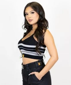 New Release FB County Charlie Brown Spaghetti Strap Tank Top - Black/Grey