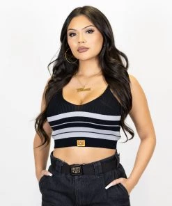 New Release FB County Charlie Brown Spaghetti Strap Tank Top - Black/Grey