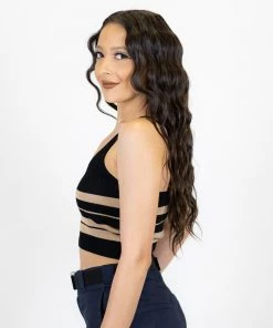 FB County Charlie Brown Spaghetti Strap Tank Top - Black/Tan