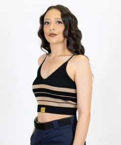 FB County Charlie Brown Spaghetti Strap Tank Top - Black/Tan