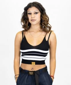 FB County Charlie Brown Spaghetti Strap Tank Top - Black/White New Release