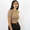 FB County Solid Charlie Brown Crop Top - Tan New Release