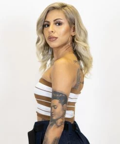 FB County Charlie Brown Tube Top - Tan/White New Release