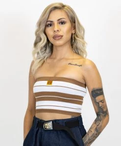 FB County Charlie Brown Tube Top - Tan/White New Release