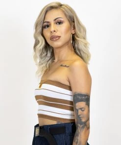 FB County Charlie Brown Tube Top - Tan/White New Release