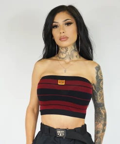 FB County Charlie Brown Tube Top - Black/Burgundy