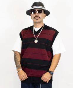 FB County Classic Charlie Brown Vest - Black/Burgundy New Releases