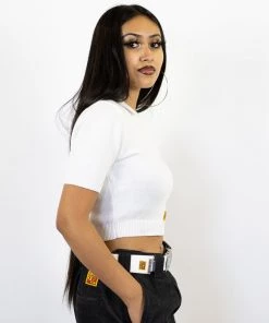 New Release FB County Solid Charlie Brown Crop Top - White